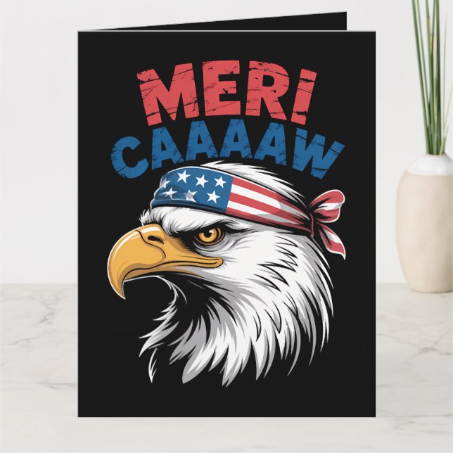 4 juli Örn Frihet Patriotisk Kort (Framsida)