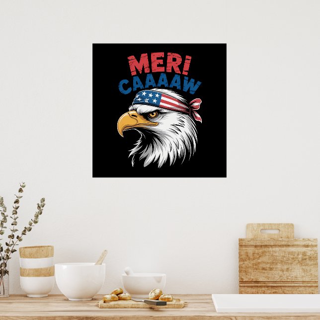 4 juli Örn Frihet Patriotisk Poster (Kök)