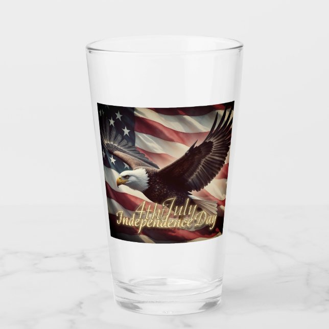4 juli-örn med amerikansk flagga glaskopp (Framsida)