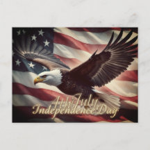 4 juli-örn med amerikansk flagga