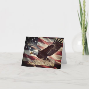 4 juli-örn med amerikansk flagga kort