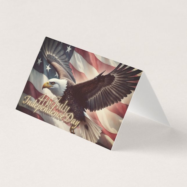 4 juli Örn med amerikansk flagga Kort (Framsida)
