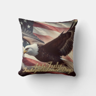 4 juli Örn med amerikansk flagga Kudde