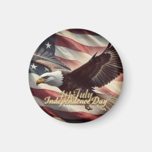 4 juli Örn med amerikansk flagga Magnet