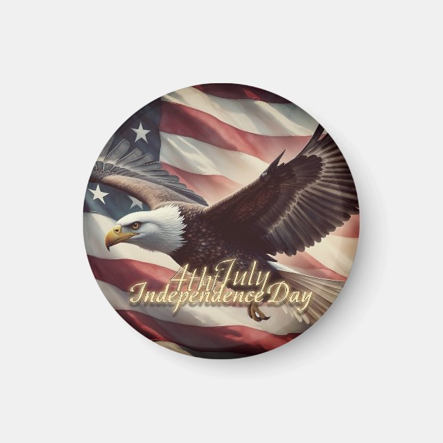 4 juli Örn med amerikansk flagga Magnet (Framsidan)