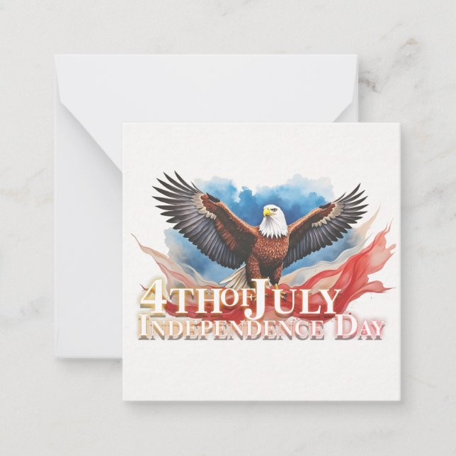 4 juli-örn – Patriotisk konstdesign Anteckningskort (Framsida)
