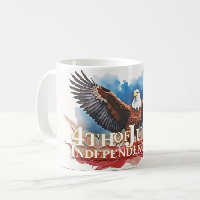 4 juli-örn – Patriotisk konstdesign Kaffemugg (Framsida vänster)