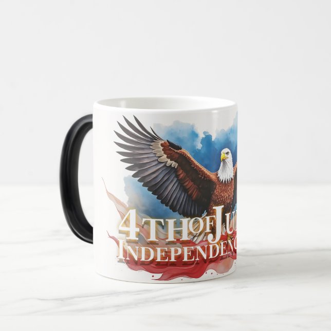 4 juli-örn – Patriotisk konstdesign Magisk Mugg (Framsida vänster)