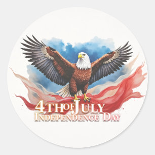 4 juli-örn – Patriotisk konstdesign Runt Klistermärke
