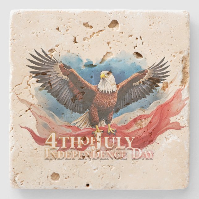 4 juli-örn – Patriotisk konstdesign Stenunderlägg (Framsidan)