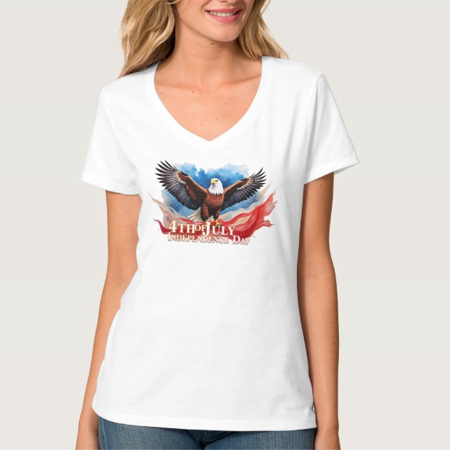 4 juli-örn – Patriotisk konstdesign T Shirt (Framsida)