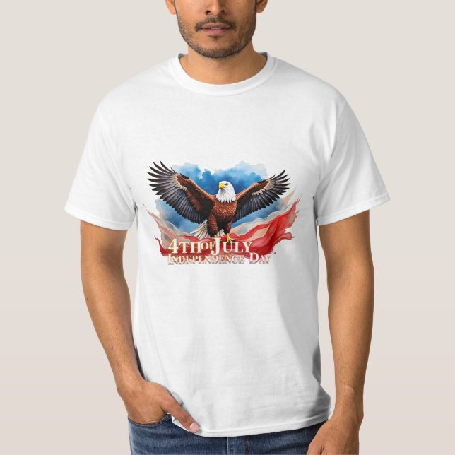 4 juli-örn – Patriotisk konstdesign T Shirt (Framsida)