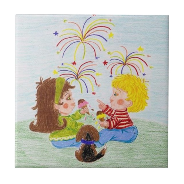 4 juli-panel kakelplatta (Framsidan)