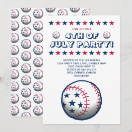 4 juli Party Baseball Inbjudningar