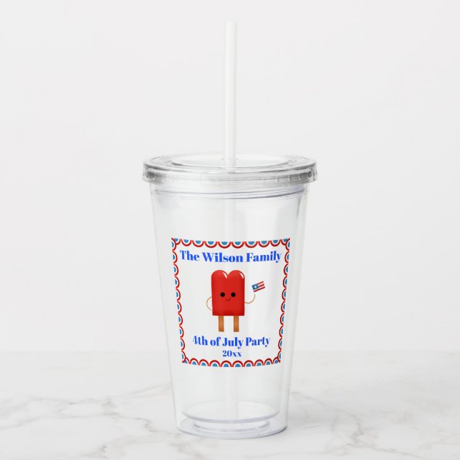 4 juli Party Cute Patriotic Popsicle Take Away Mugg (Framsida)