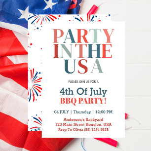 4 juli Party i USA BBQ Party Inbjudningar
