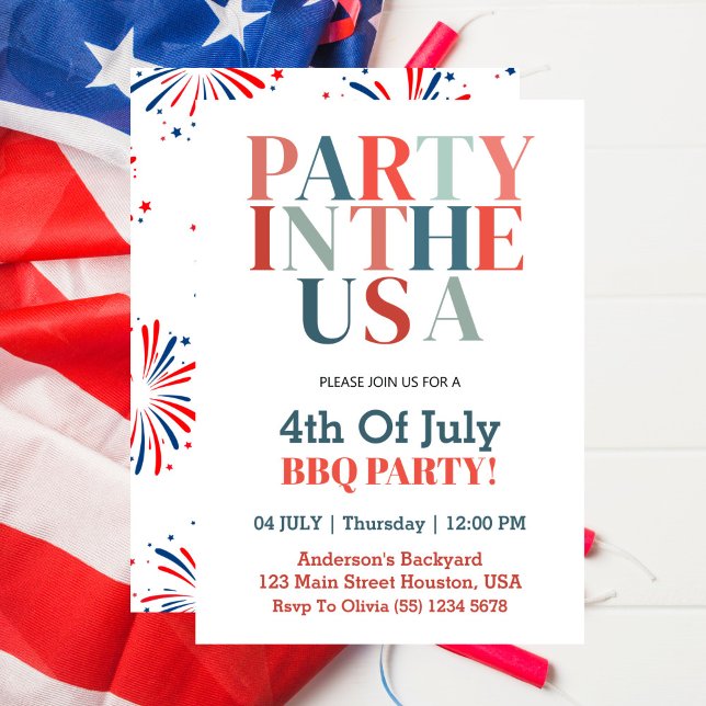 4 juli Party i USA BBQ Party Inbjudningar (Skapare uppladdad)