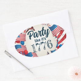 4 juli Party Ovalt Klistermärke