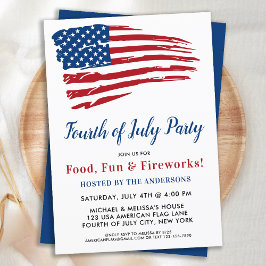 4 juli Party Patriotic American Flagga Inbjudningar