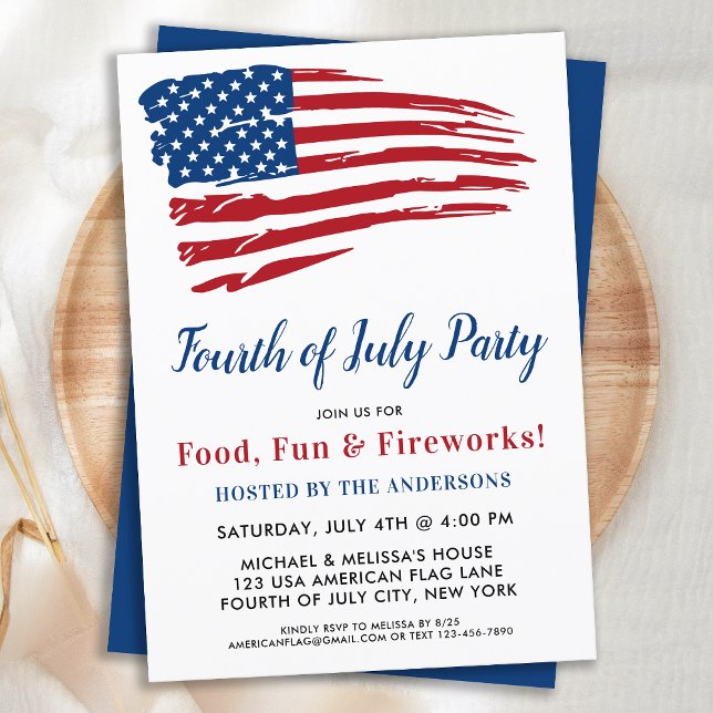 4 juli Party Patriotic American Flagga Inbjudningar (Skapare uppladdad)