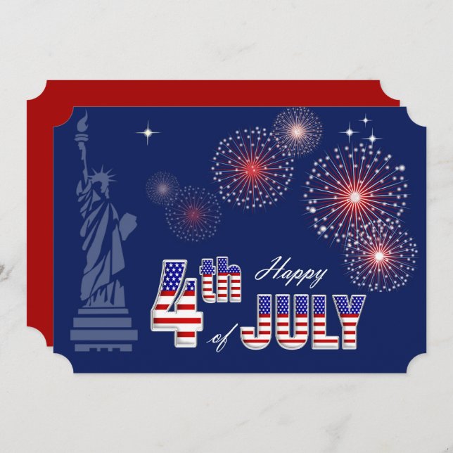 4 juli Party | Ptriotisk design för händelse Inbjudningar (Fram/baksida)