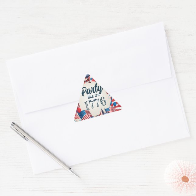 4 juli Party Triangelformat Klistermärke (Kuvert)
