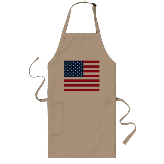 4 JULI PATRIOT Kitchen GRILLOUT Aprons Långt Förkläde (Framsidan)