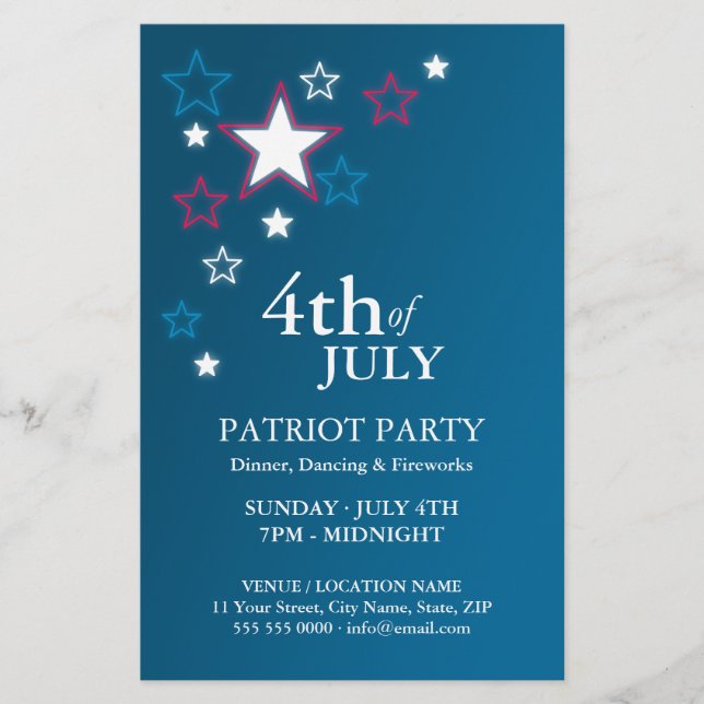 4 juli Patriot Party flyer (Framsidan)