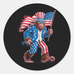 4 juli Patriotic American Bigfoot Sasquatch U Runt Klistermärke