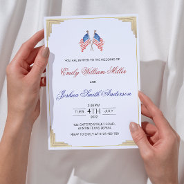 4 juli Patriotic American Bröllop Inbjudningar