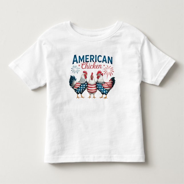 4 juli Patriotic American Chicken-62987 T-Shi T Shirt (Framsida)