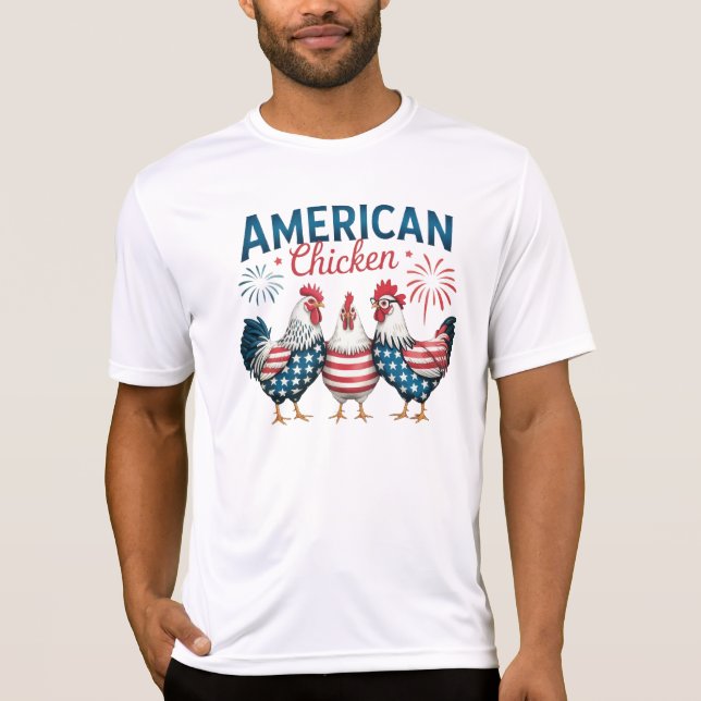 4 juli Patriotic American Chicken-62987 T-Shi T Shirt (Framsida)