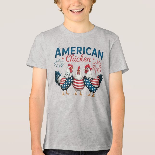 4 juli Patriotic American Chicken-62987 T-Shi T Shirt (Framsida)