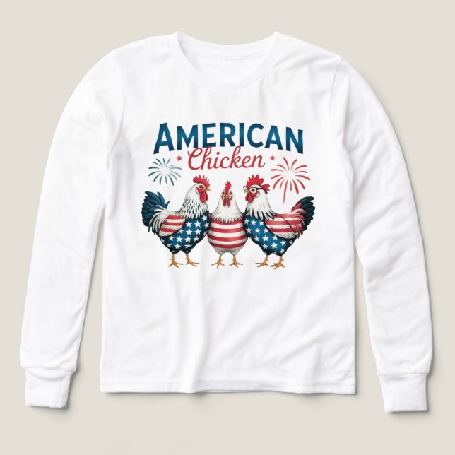 4 juli Patriotic American Chicken-62987 T-Shi T Shirt (Design framsida)