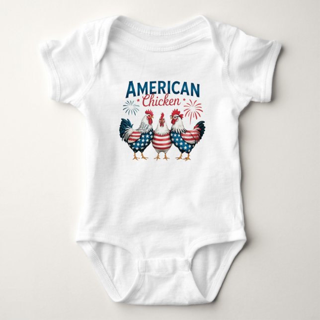 4 juli Patriotic American Chicken-62987 T-Shi T Shirt (Framsida)
