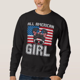 4 juli Patriotic American Family Girl Matchin Lång Ärmad Tröja