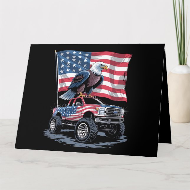 4 juli Patriotic American Flagga Eagle USA Kort (Framsida)
