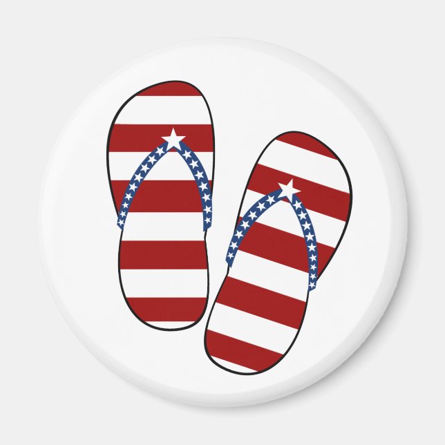 4 juli Patriotic American Flagga Flinflip flops Magnet (Framsidan)
