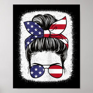 4 juli Patriotic American Flagga Usa Women Girl Poster