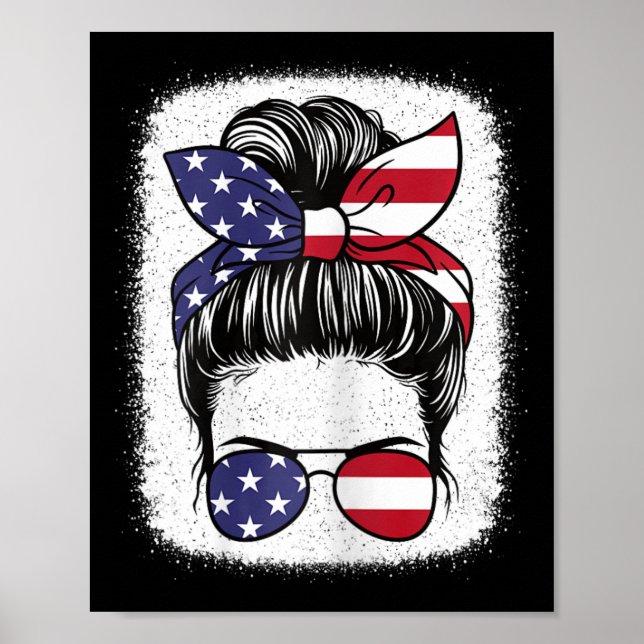 4 juli Patriotic American Flagga Usa Women Girl Poster (Framsidan)