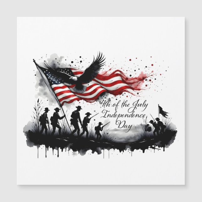 4 juli Patriotic Art med Flagga & Soldiers (Framsida)