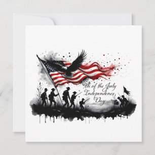 4 juli Patriotic Art med Flagga & Soldiers