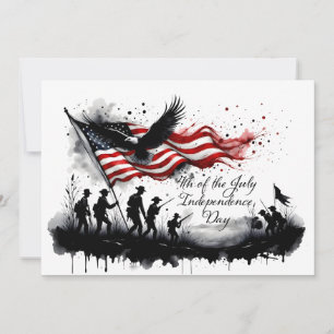 4 juli Patriotic Art med Flagga & Soldiers