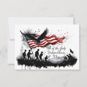 4 juli Patriotic Art med Flagga & Soldiers