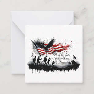 4 juli Patriotic Art med Flagga & Soldiers Anteckningskort