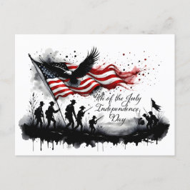 4 juli Patriotic Art med Flagga & Soldiers Helg Vykort