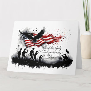 4 juli Patriotic Art med Flagga & Soldiers Kort