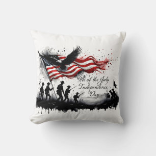 4 juli Patriotic Art med Flagga & Soldiers Kudde