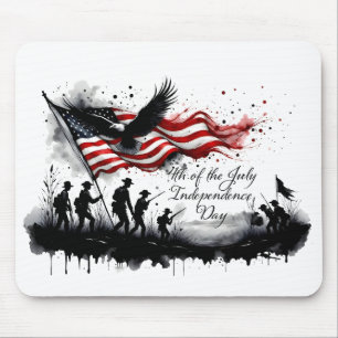 4 juli Patriotic Art med Flagga & Soldiers Musmatta