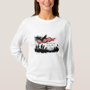 4 juli Patriotic Art med Flagga & Soldiers T Shirt